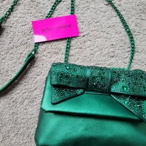 NWT Betsey Johnson All That Shimmers Convertible Chain-strap Bag